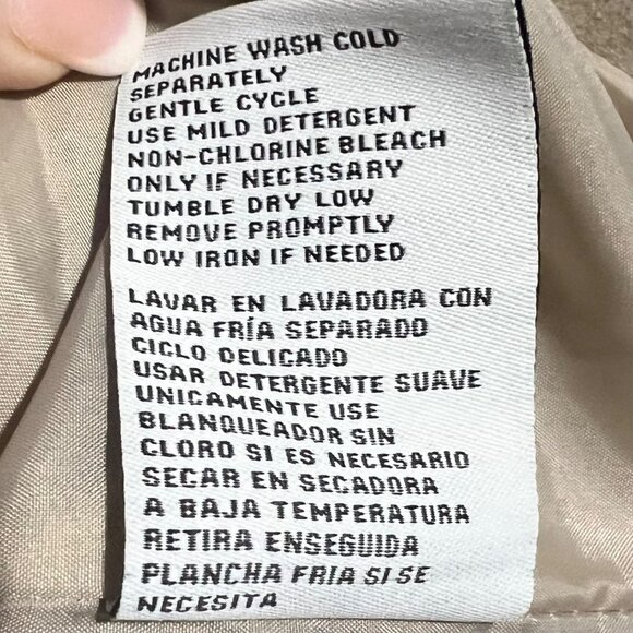 Vince Camuto Hooded Oatmeal Coat Size M Washable Gold Zip Front Old Money - Picture 10 of 10